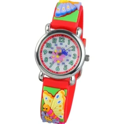 Tee-Wee Kinderuhr rot Schmetterling 3D Kautschukband Kinder Uhren UW753R