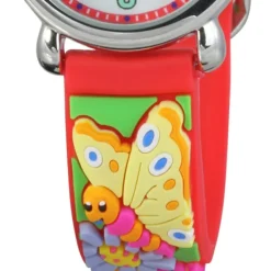 Tee-Wee Kinderuhr rot Schmetterling 3D Kautschukband Kinder Uhren UW753R