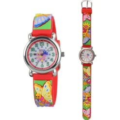 Tee-Wee Kinderuhr rot Schmetterling 3D Kautschukband Kinder Uhren UW753R