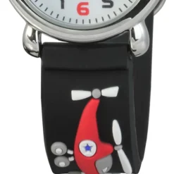 Tee-Wee Kinderuhr schwarz Helikopter 3D Kautschukband Kinder Uhren UW887S