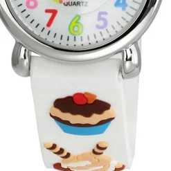 Tee-Wee Kinderuhr weiß Cupcakes 3D Kautschukband Kinder Uhren UW433W