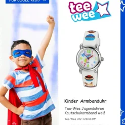 Tee-Wee Kinderuhr weiß Cupcakes 3D Kautschukband Kinder Uhren UW433W