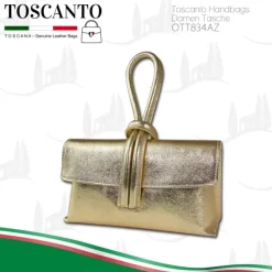 Toscanto Damen Abendtasche Leder Tasche gold OTT834AZ