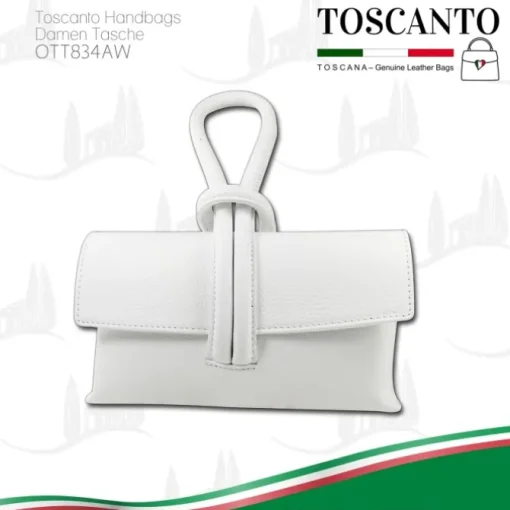 Toscanto Damen Abendtasche Leder Tasche weiß OTT834AW
