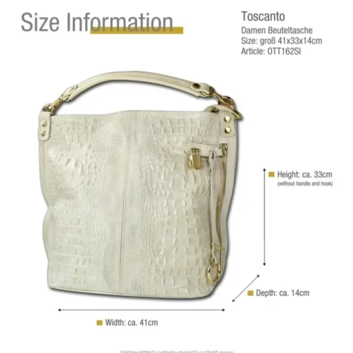 Toscanto Damen Beuteltasche Shopper Leder Tasche beige OTT162SI