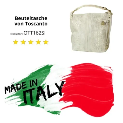 Toscanto Damen Beuteltasche Shopper Leder Tasche beige OTT162SI