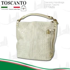 Toscanto Damen Beuteltasche Shopper Leder Tasche beige OTT162SI