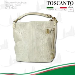 Toscanto Damen Beuteltasche Shopper Leder Tasche beige OTT162SI