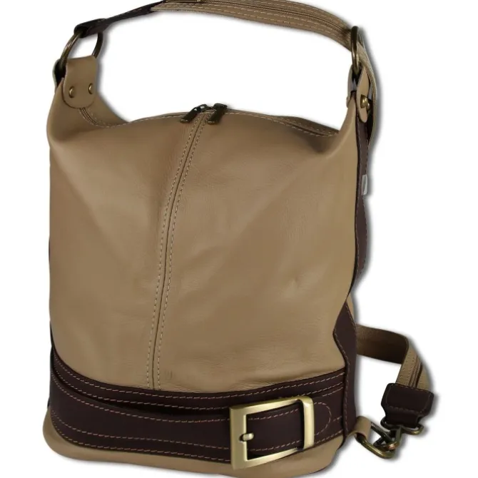 Toscanto Damen Cityrucksack Leder Tasche braun taupe OTT104SC