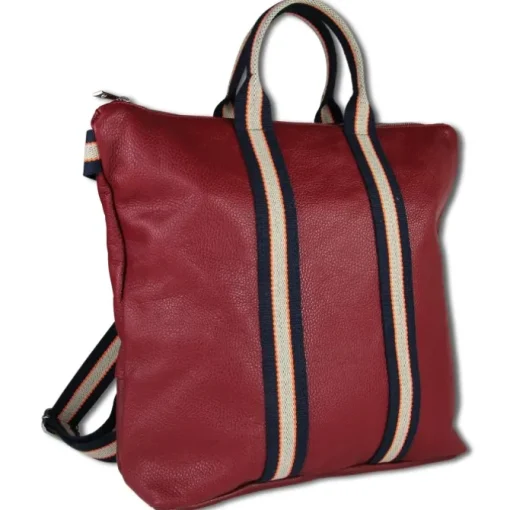 Toscanto Damen Cityrucksack Leder Canvas Tasche rot blau beige OTT609RR