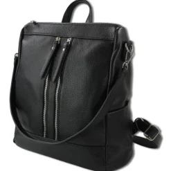 Toscanto Damen Cityrucksack Leder Rucksack schwarz ORT100RS