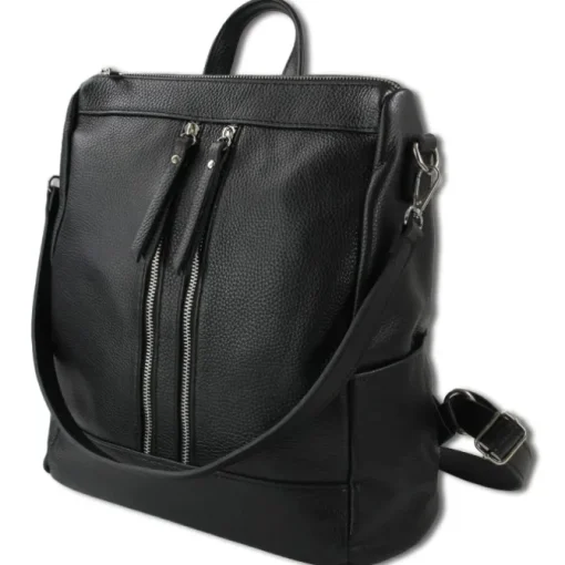 Toscanto Damen Cityrucksack Leder Rucksack schwarz ORT100RS