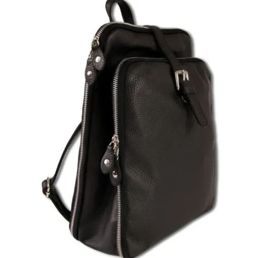 Toscanto Damen Cityrucksack Leder Rucksack schwarz ORTM102RS