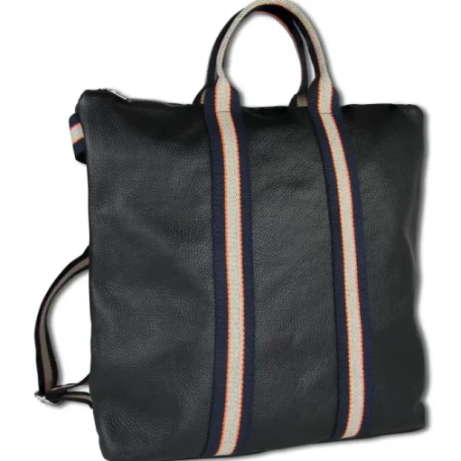 Toscanto Damen Cityrucksack Leder Canvas Tasche schwarz blau beige OTT609RS