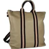 Toscanto Damen Cityrucksack Leder Canvas Tasche taupe blau beige OTT609RC