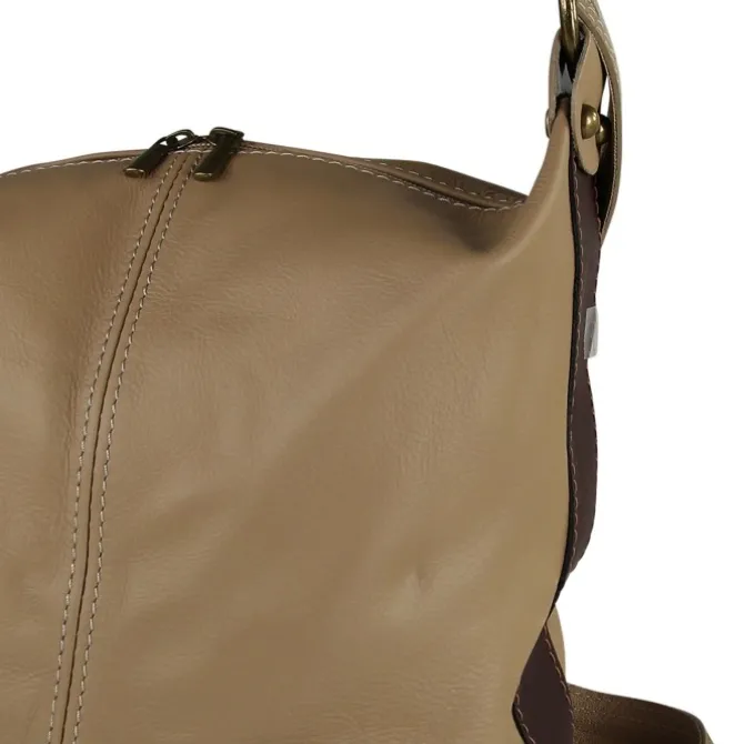 Toscanto Damen Cityrucksack Leder Tasche braun taupe OTT104SC
