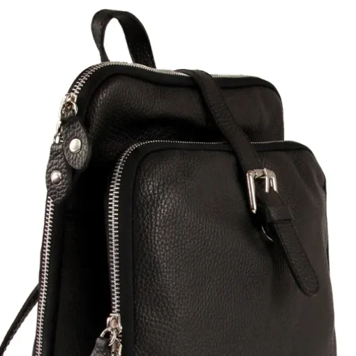 Toscanto Damen Cityrucksack Leder Rucksack schwarz ORTM102RS