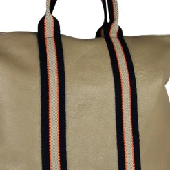 Toscanto Damen Cityrucksack Leder Canvas Tasche taupe blau beige OTT609RC