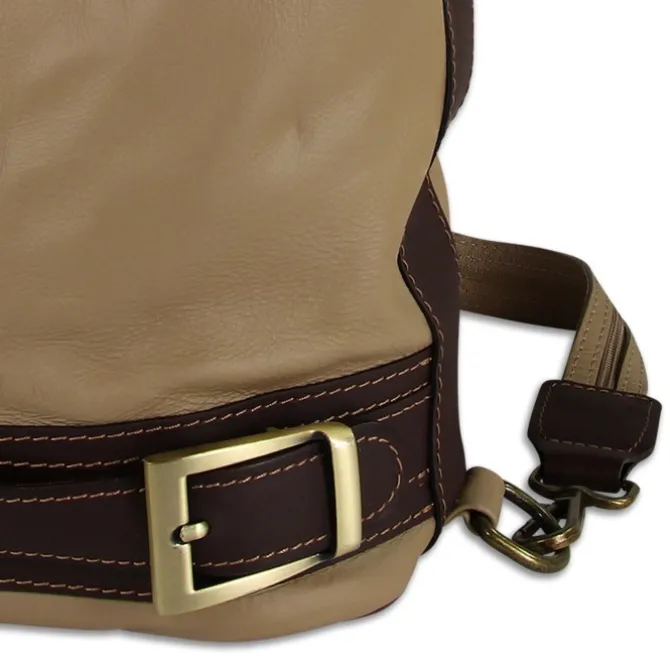 Toscanto Damen Cityrucksack Leder Tasche braun taupe OTT104SC