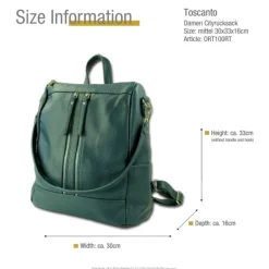 Toscanto Damen Cityrucksack Leder Rucksack türkis ORT100RT