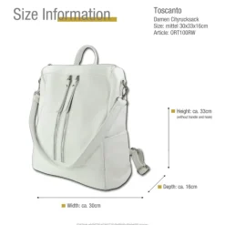 Toscanto Damen Cityrucksack Leder Rucksack weiß ORT100RW