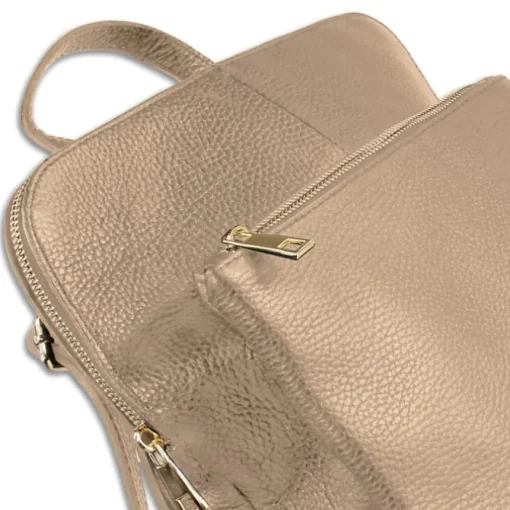Toscanto Damen Cityrucksack Leder Rucksack taupe beige ORTM103RN