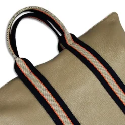 Toscanto Damen Cityrucksack Leder Canvas Tasche taupe blau beige OTT609RC