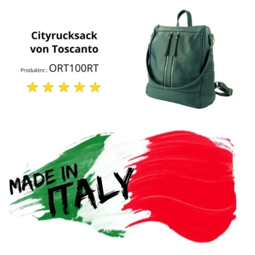 Toscanto Damen Cityrucksack Leder Rucksack türkis ORT100RT