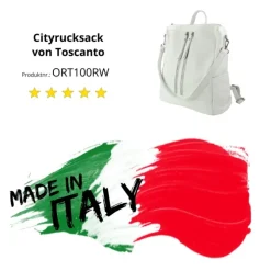 Toscanto Damen Cityrucksack Leder Rucksack weiß ORT100RW