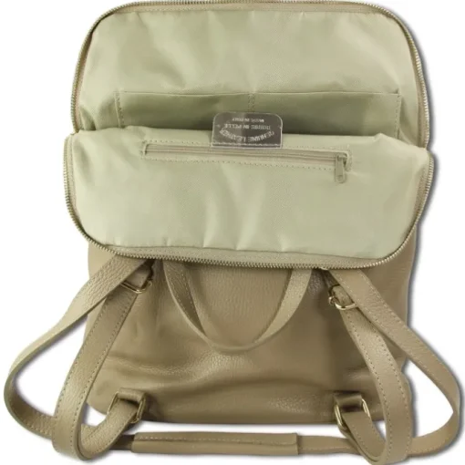 Toscanto Damen Cityrucksack Leder Rucksack taupe beige ORTM103RN