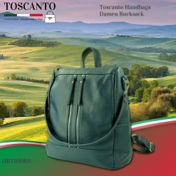 Toscanto Damen Cityrucksack Leder Rucksack türkis ORT100RT