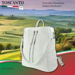 Toscanto Damen Cityrucksack Leder Rucksack weiß ORT100RW