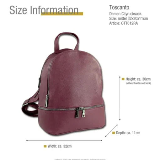 Toscanto Damen Cityrucksack Leder Tasche rosa OTT612RA
