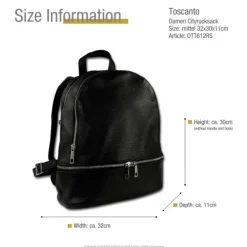 Toscanto Damen Cityrucksack Leder Tasche schwarz OTT612RS