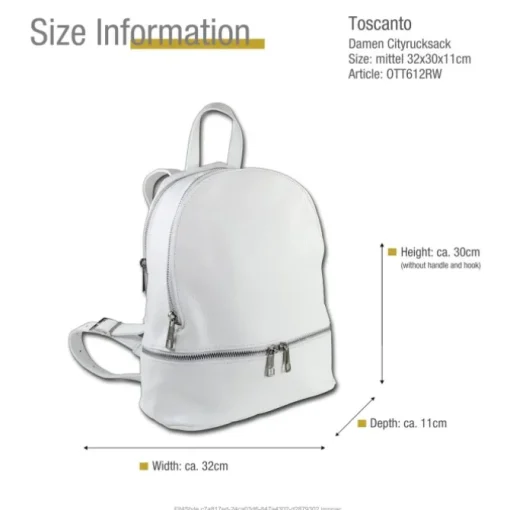 Toscanto Damen Cityrucksack Leder Tasche weiß OTT612RW