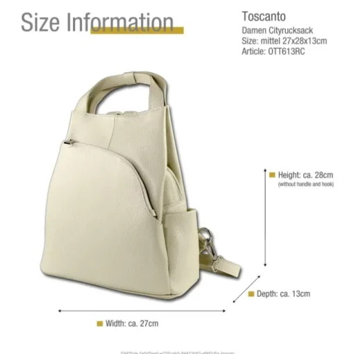 Toscanto Damen Cityrucksack Leder Tasche beige OTT613RC