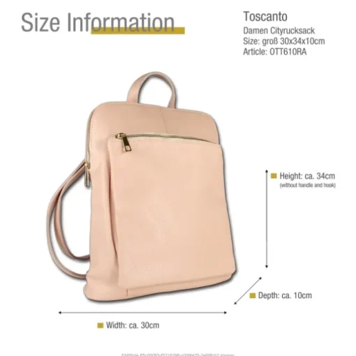 Toscanto Damen Cityrucksack Leder Tasche rosa OTT610RA