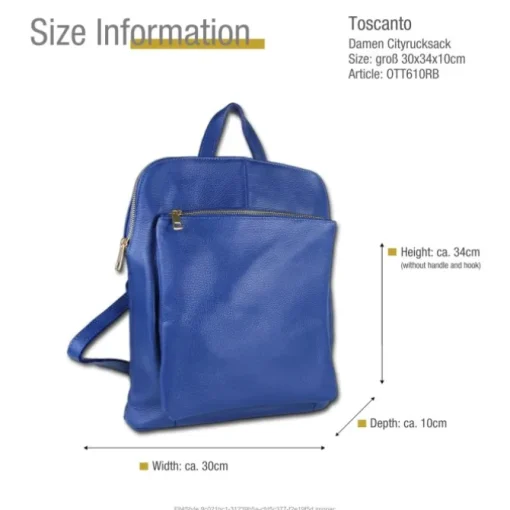 Toscanto Damen Cityrucksack Leder Tasche blau OTT610RB