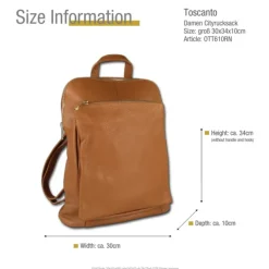 Toscanto Damen Cityrucksack Leder Tasche tan hellbraun OTT610RN