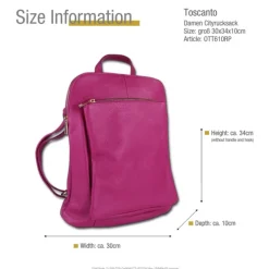Toscanto Damen Cityrucksack Leder Tasche fuchsia pink OTT610RP
