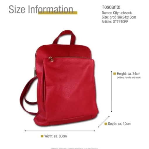 Toscanto Damen Cityrucksack Leder Tasche rot OTT610RR