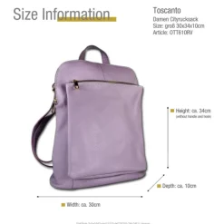 Toscanto Damen Cityrucksack Leder Tasche flieder lila OTT610RV