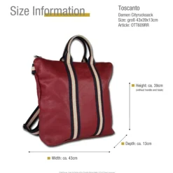 Toscanto Damen Cityrucksack Leder Canvas Tasche rot blau beige OTT609RR