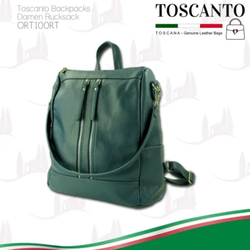 Toscanto Damen Cityrucksack Leder Rucksack türkis ORT100RT