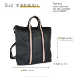 Toscanto Damen Cityrucksack Leder Canvas Tasche schwarz blau beige OTT609RS