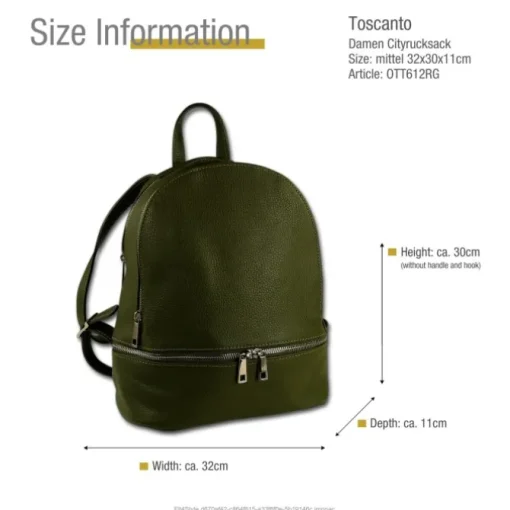 Toscanto Damen Cityrucksack Leder Tasche grün OTT612RG