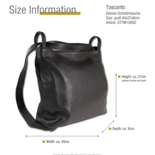 Toscanto Damen Cityrucksack Leder Tasche schwarz OTTM108SS