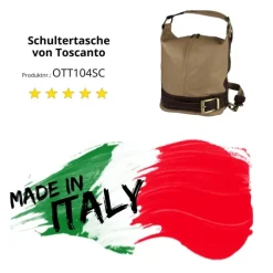 Toscanto Damen Cityrucksack Leder Tasche braun taupe OTT104SC