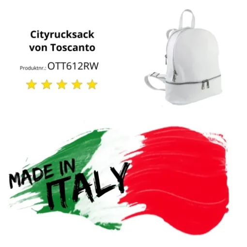 Toscanto Damen Cityrucksack Leder Tasche weiß OTT612RW