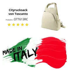 Toscanto Damen Cityrucksack Leder Tasche beige OTT613RC
